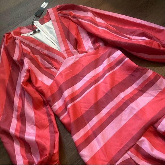 NWT BEULAH Pink Striped Ruffle Dress - Picture 5 of 5